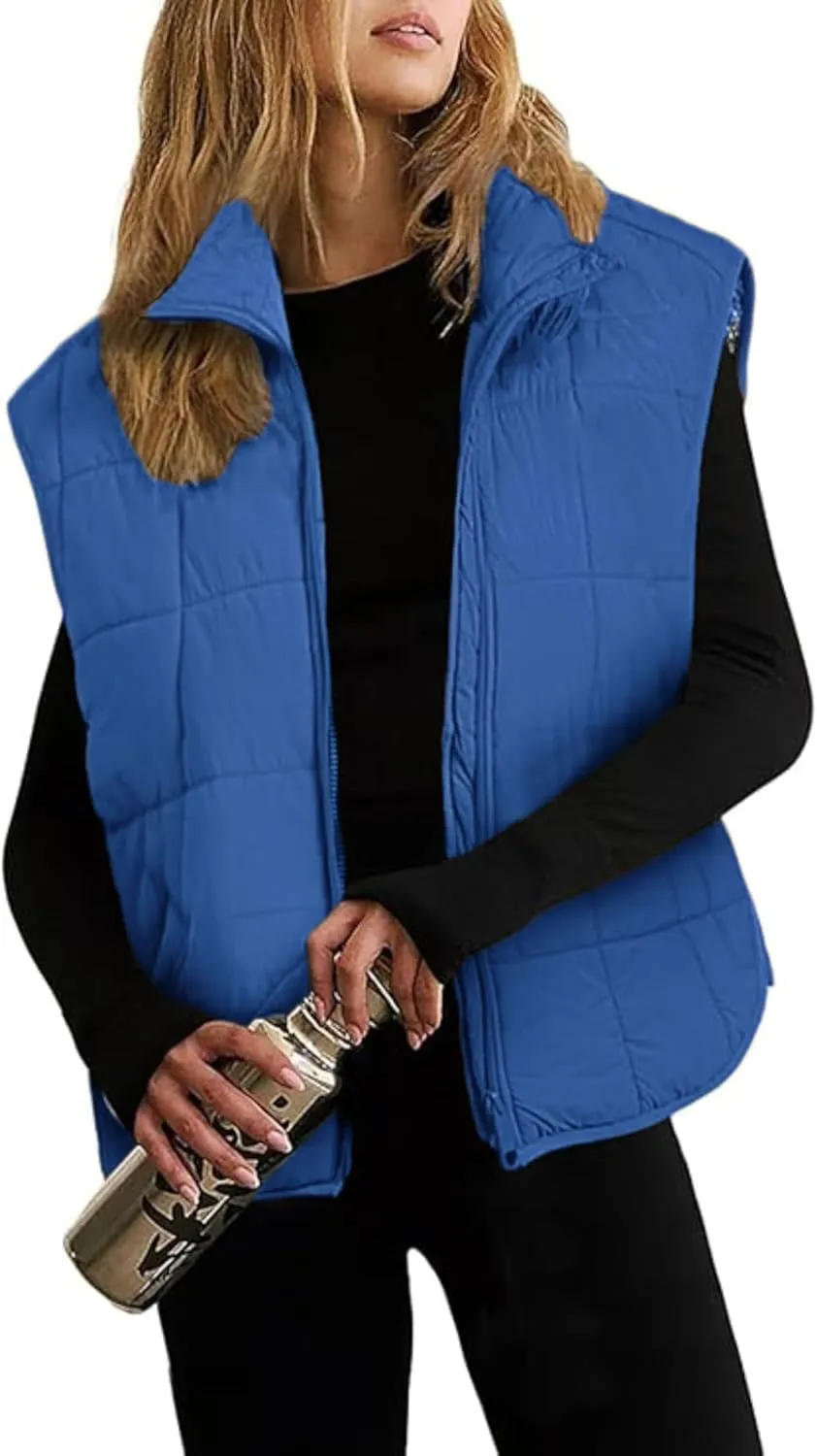 Xiaoxuemeng Puffer Vest Women Lightweight Zip Up Quilted Vest Padded Gilet Sleeveless Jacket with Pockets