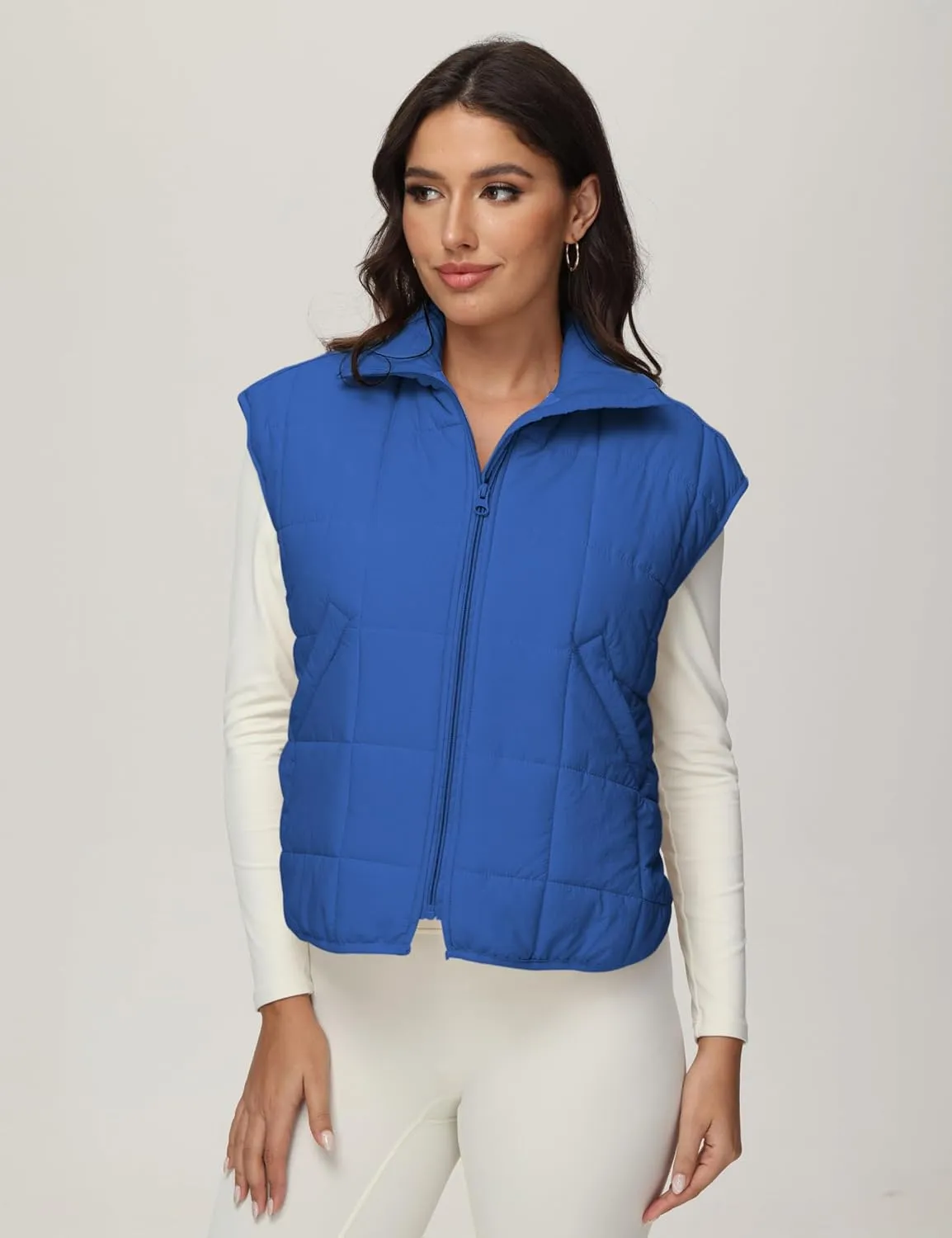 Xiaoxuemeng Puffer Vest Women Lightweight Zip Up Quilted Vest Padded Gilet Sleeveless Jacket with Pockets