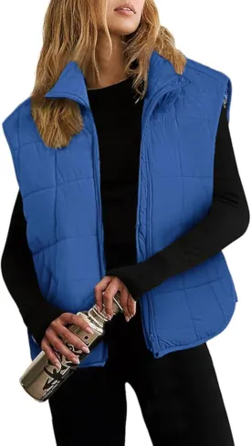 Xiaoxuemeng Puffer Vest Women Lightweight Zip Up Quilted Vest Padded Gilet Sleeveless Jacket with Pockets