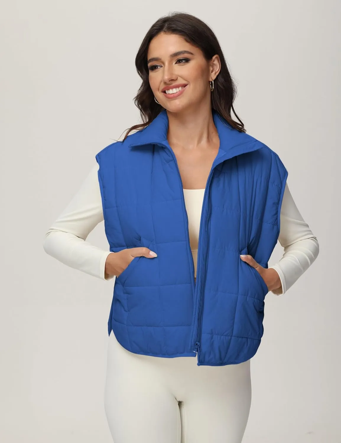 Xiaoxuemeng Puffer Vest Women Lightweight Zip Up Quilted Vest Padded Gilet Sleeveless Jacket with Pockets