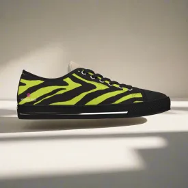 Yellow Zebra Print Women's Sneakers, Zebra Striped Animal Print Women's Low Top Sneakers (US Size: 5.5-12)